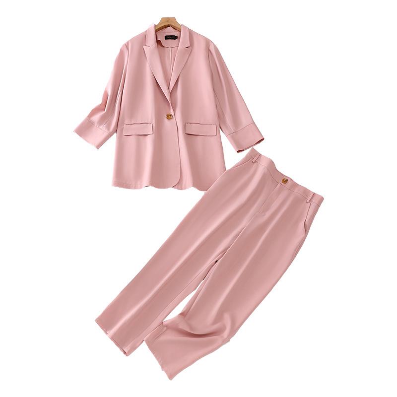 

Women's Two Piece Pants Plus Size Suit Jacket Thin Two-piece Western Style, Pink