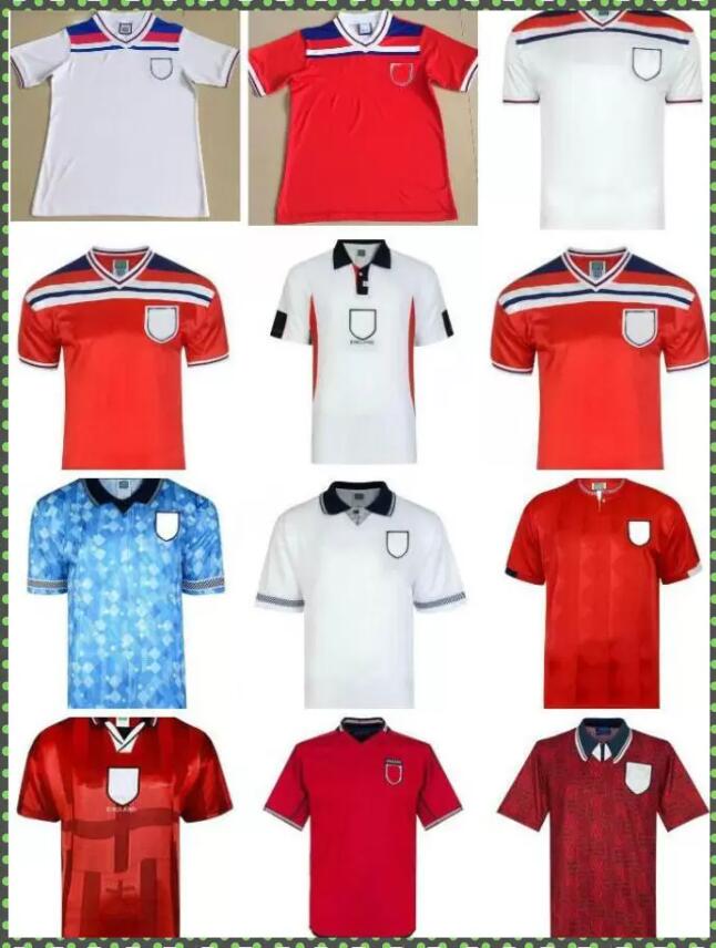 

Retro 1982 1994 1998 2002 SHEARER BECKHAM SOCCER JERSEY 1990 1989 football shirt Gerrard Scholes HESKEY, Beige
