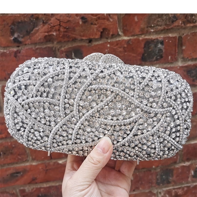 

Party Silver Luxury Crystal Fashion Clutch Prom Handbag Wedding Evening Bags sm161 220616, Customized