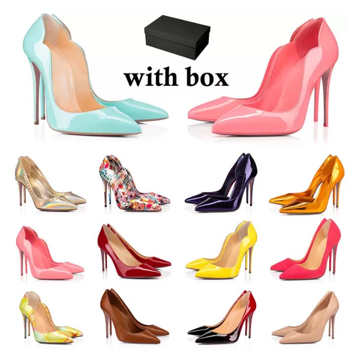 

Women luxury shoes designer high heels Glitter Rivets triple black nude Pink white purple violet Patent leather suede fashion party wedding shoes, Box