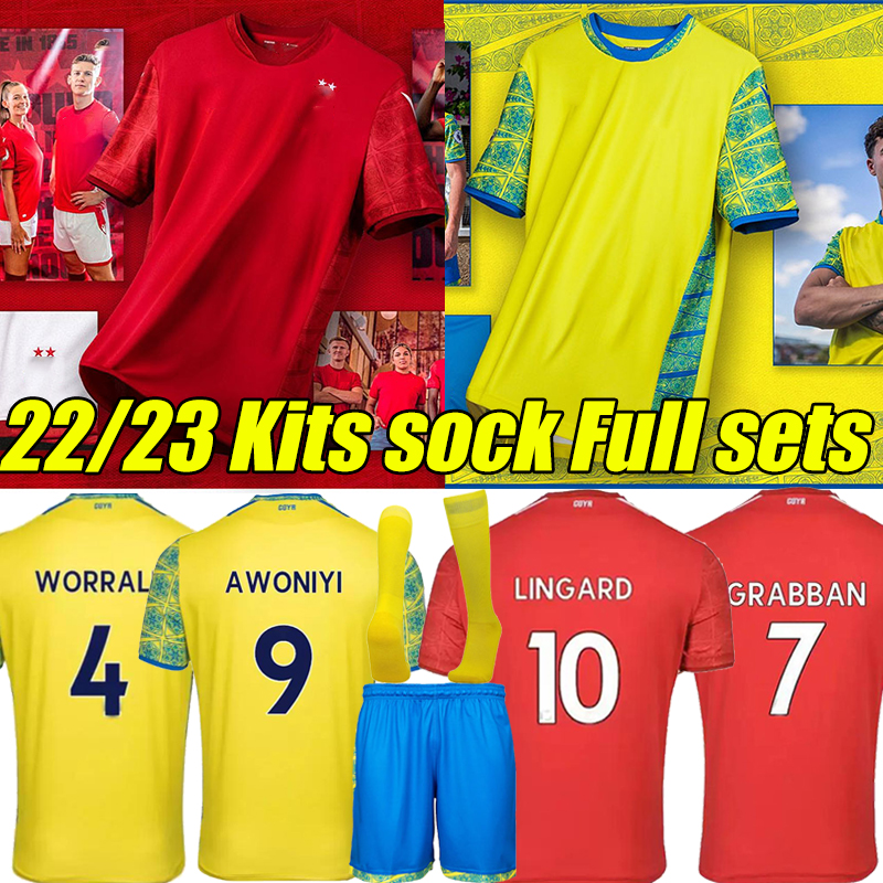 

22/23 Nottingham Forest Soccer Jerseys LINGARD GRABBAN 2022 Johnson Surridge Football Shirt Awoniyi AMEOBI MIGHTEN KROVINOVIC Yates Men Kids Kits sock Full set, 22-23 away kit