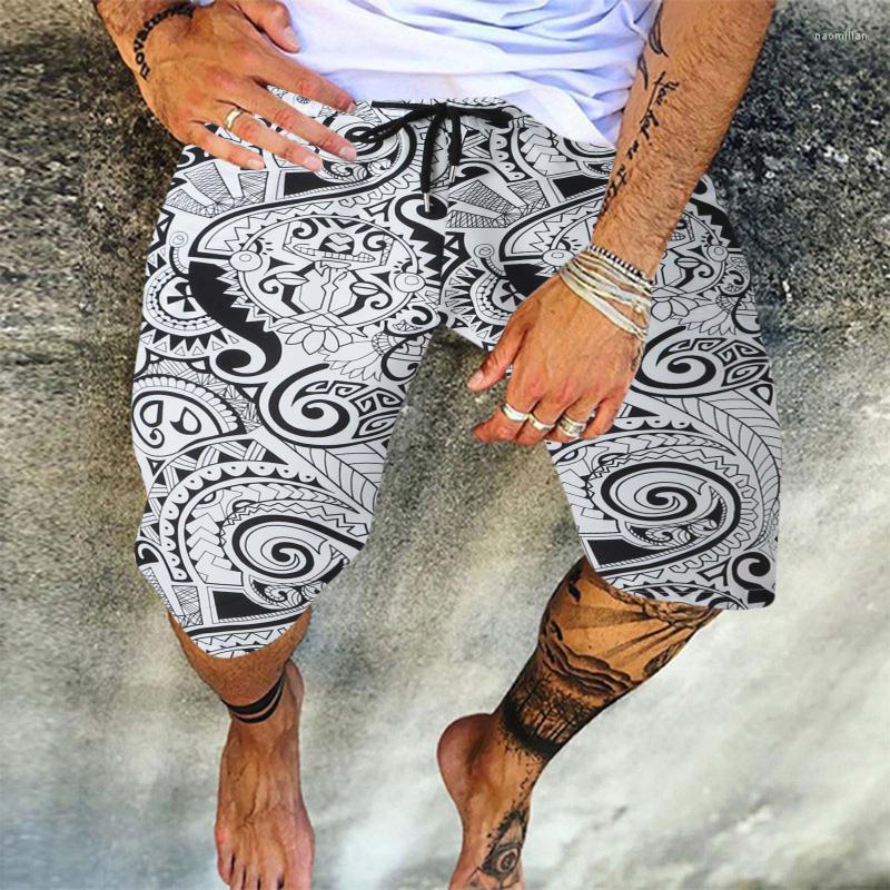 

Men's Pants Toe Band Summer Men Fashion Folk Custom Sports Straight Leg Loose Shorts Beach PantsMen's Naom22, White