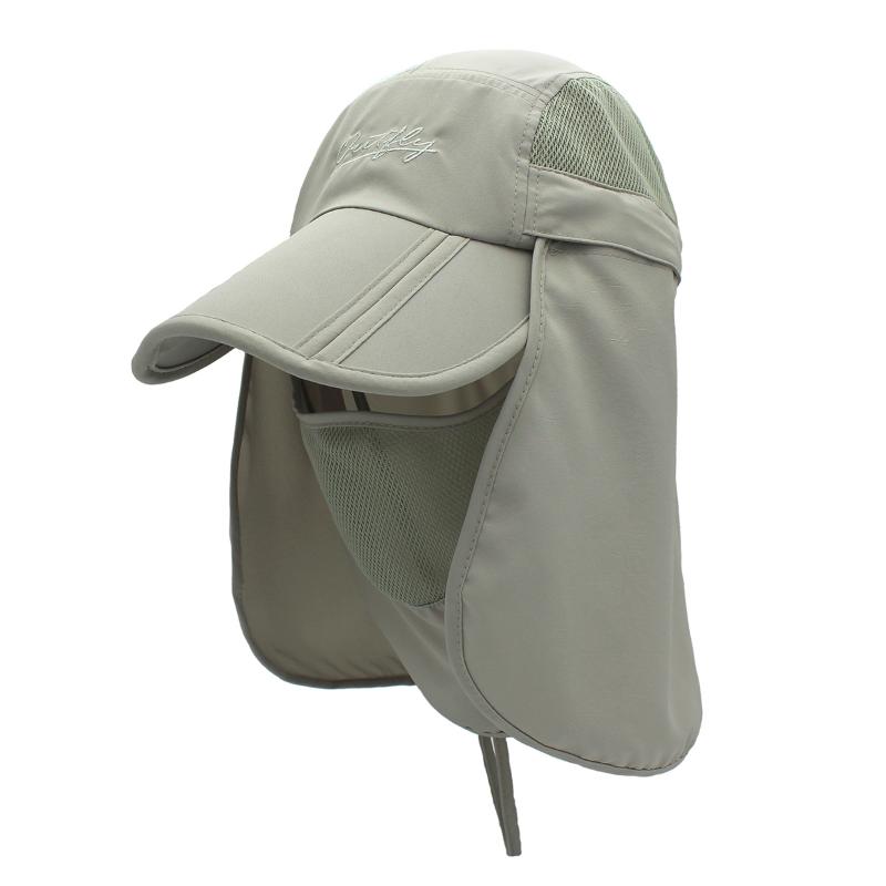 

Berets Outfly Outdoor Sun Cap Sport Hiking Visor Hat Detachable Sunscreen Mask Summer Neck Cover Fishing Quick Drying, Dark grey