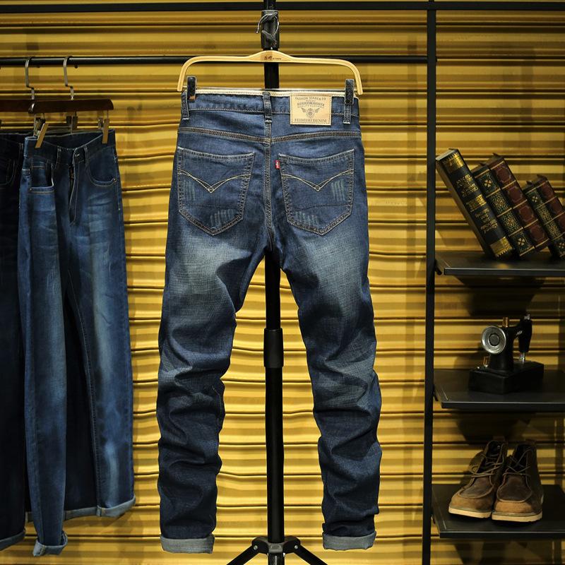 

Men's Jeans Men's Youth Retro Large Size Straight Trousers Slim Fit Casual Long Pants For MenMen's, Blue