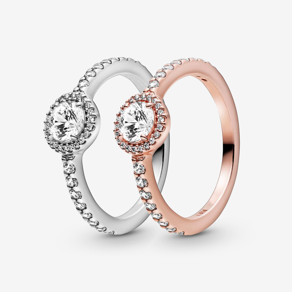 

New Brand High Polish Band Ring 925 Sterling Silver Classic Sparkle Halo Ring For Women Wedding Rings Fashion Jewelry