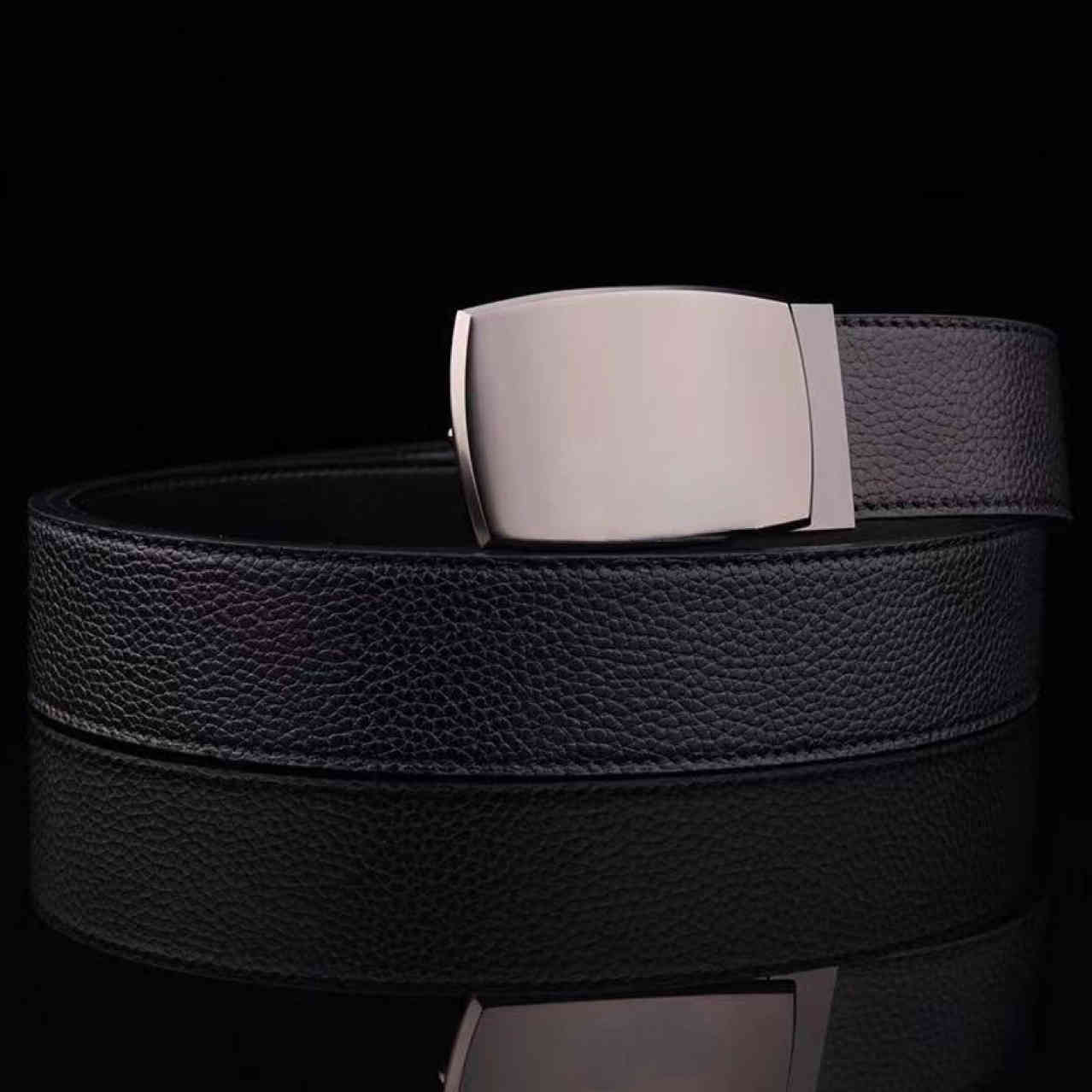 New Pin Buckle Men's Belts Home C Buckles Cow Leather Belt's Business Double Buckle Gift Box Korean Fashion Belt Men