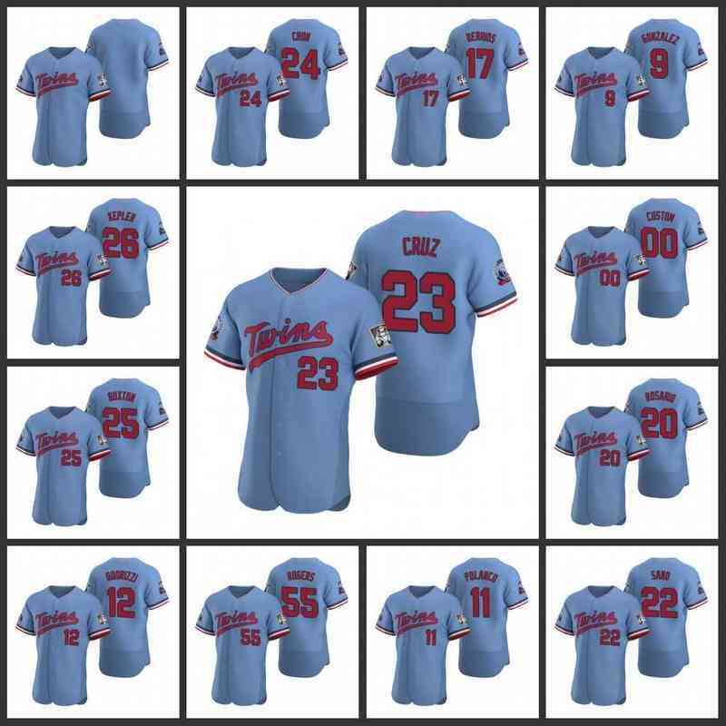 

Baseball Jerseys Minnesota' Twins Men Women Youth #22 Miguel Sano 17 Jose Berrios 26 Max Kepler 25 Byron Buxton 27 Ryan Jeffers Custom Light Blue Authentic