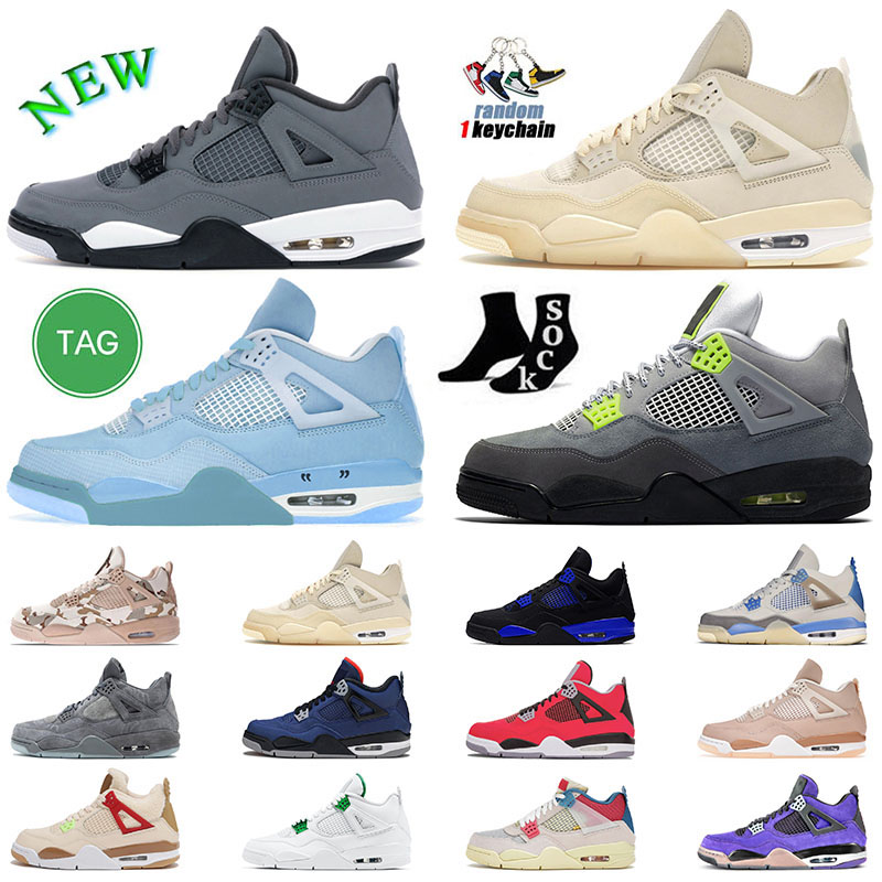 

Jumpman 4 4s Og Neon Basketball Shoes Ow White Sail 4s Military Blue Black Cat Designer Sneakers, J07 40-47 neon