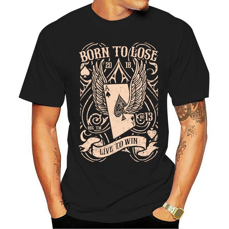 

Men' T-Shirts Live To Win T-Shirt Mens Lose Cards Lucky Ace Latest Style Tee Shirt, White