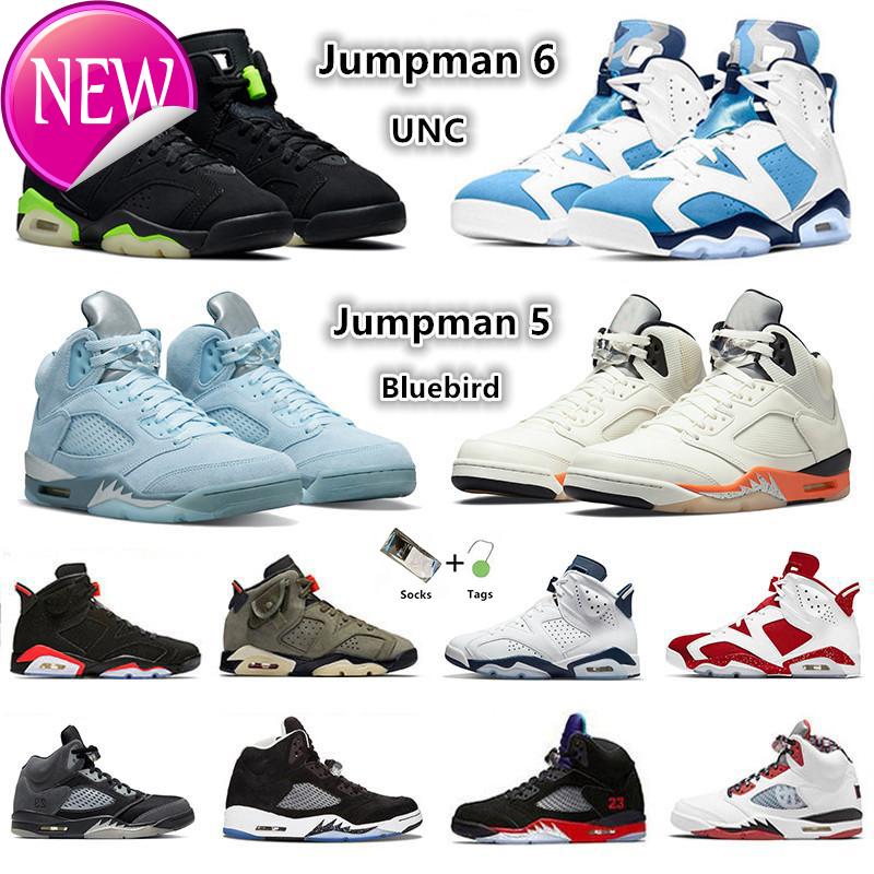 

Jumpman 5 Unc 6 Mens Retro Basketball Shoes 5s Ts 6s University Blue Electric Green Black Infrared Shattered Backboard Bluebird Red Oreo Men, Item#7