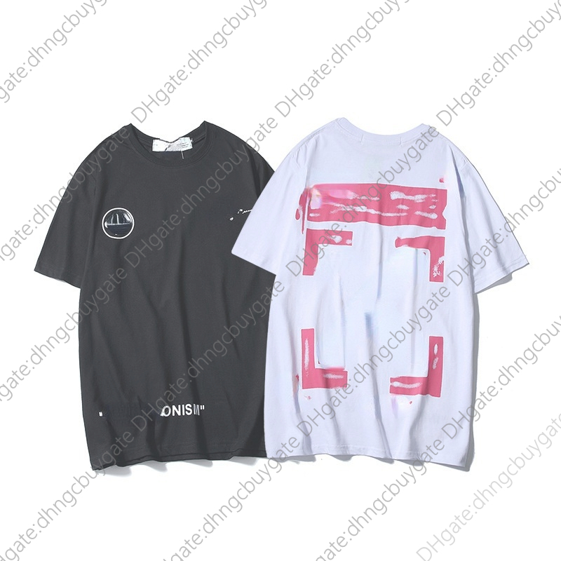 

Summer Ow White 99 Graffiti Short Sleeve T-shirt Fashion Brand Men's and Women's Loose with Round Neck, This item does not ship