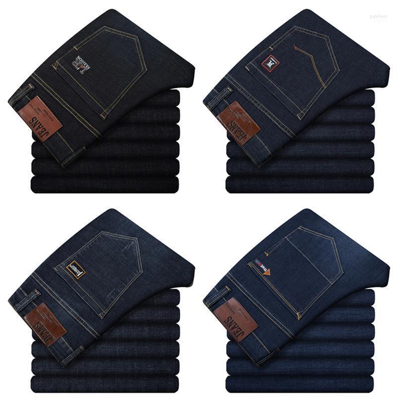 

Plus Size 42 44 46 48 50 52 Men's Loose Straight Jeans Classic Business Denim Trousers Stretch Jean Pants Male Brand Black Blue, 8670 blue