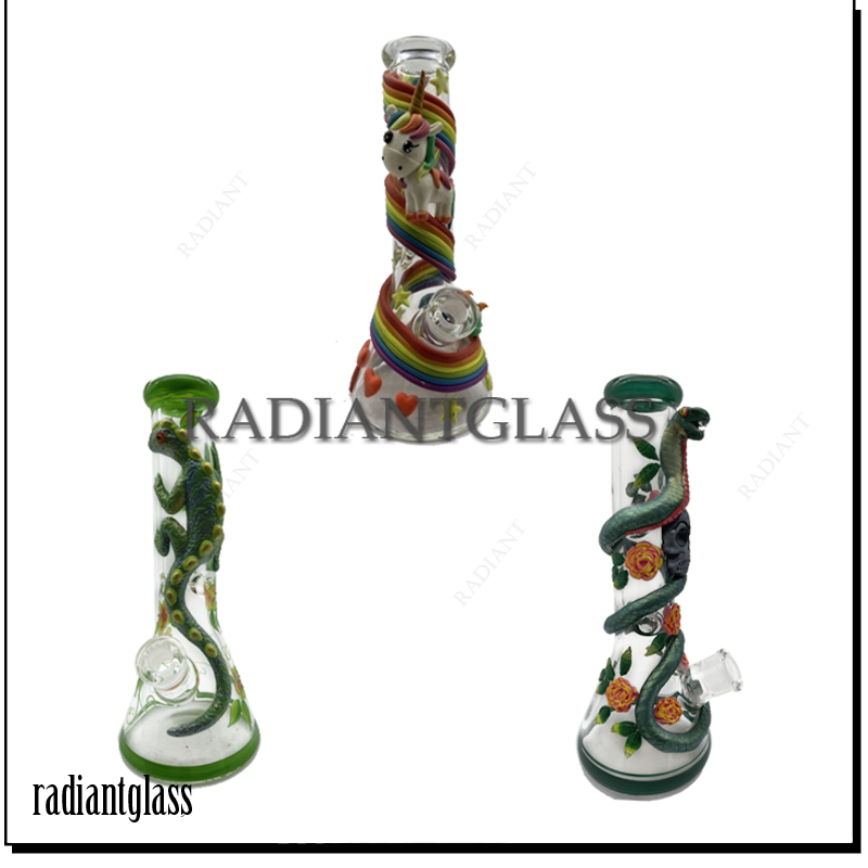 

12.5" 3D Bong Unique Heady Glass Bongs Hookahs Evil Creature Cool Thick Small Mini Smoking Pipes with Downstems