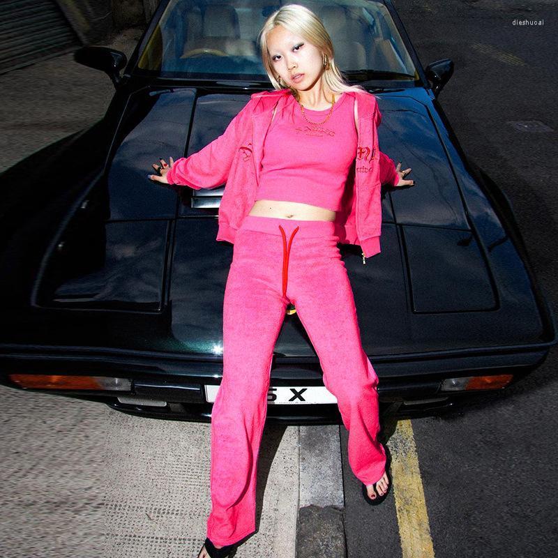 

Women' Two Piece Pants 2022 Autumn Women Set Zip Jackets Long Sleeve Hoodies Loose Top Straight-leg Suits Jogging Outfits Sweatsuits, Pink