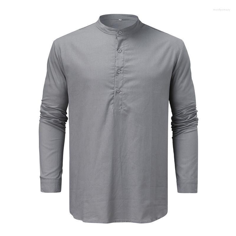 

Men' T-Shirts Yellow Long Sleeve Button Up Shirt Tall White Down Top Blouse For Man Men Beige Dress Mens VestMen' Mont22, Grey