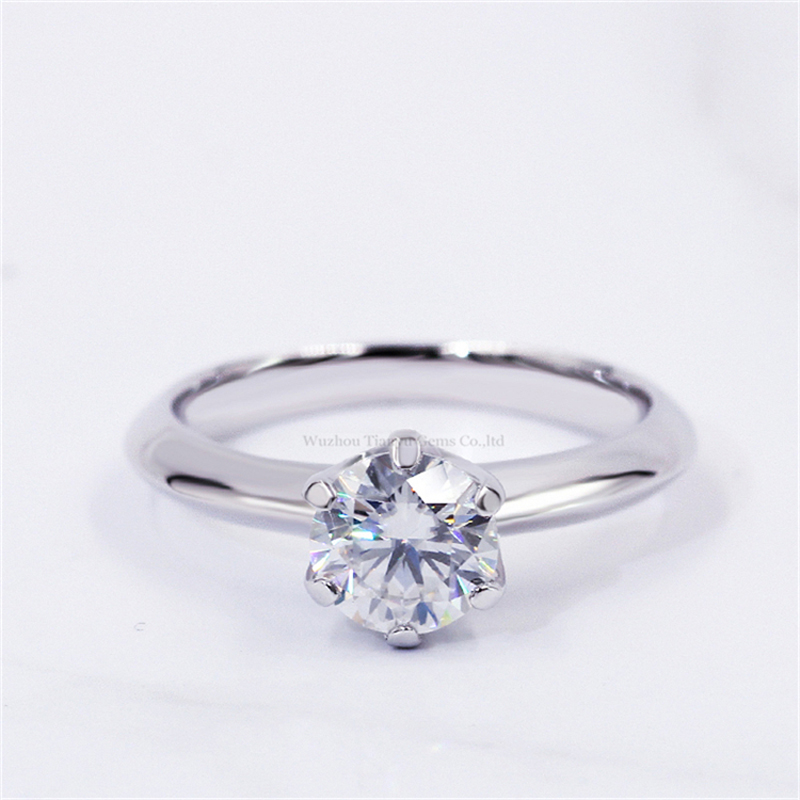 

Gems Moissanite Solitaire Ring Silver Classic Jewelry Accessories Diamond Wedding Gifts Hearts&ampArrows Women Finger Rings