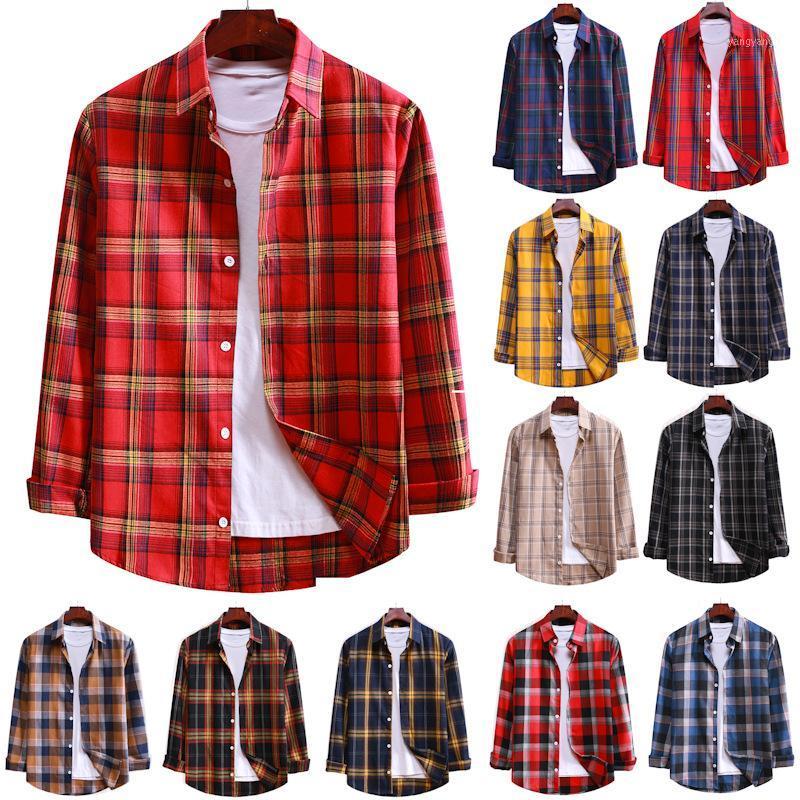 

Spring And Autumn Fashion Men's Plaid Shirt Slim Fit Casual Long Sleeve Soft Comfortable Shirts, A20