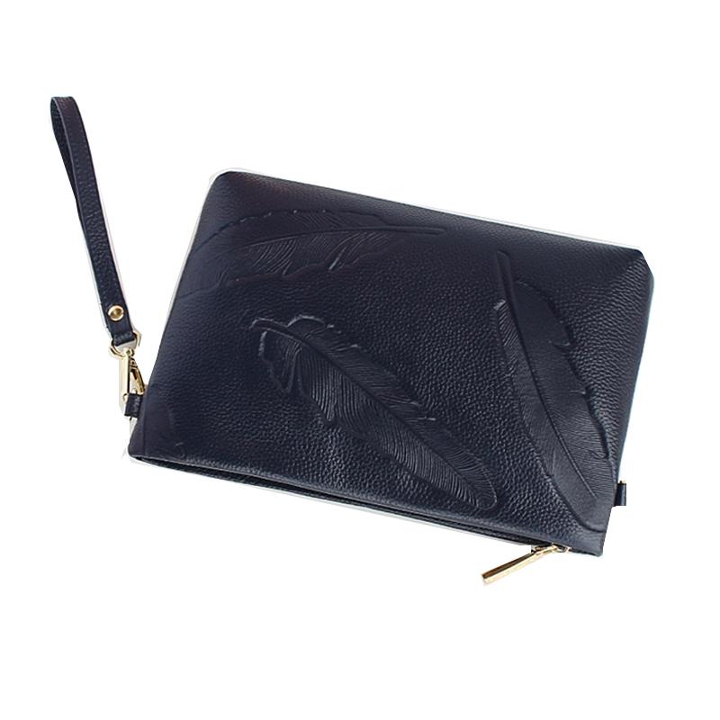 

Evening Bags Women Genuine Leather Bag Female Embossed Leaves Handbag 2022 Lady Wild Shoulder Large-capacity Banquet ClutchEvening, Black