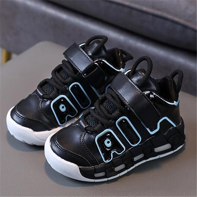 

New Arrival Kids Shoes Toddler Girls Boys Sports Shoes For Pu Leather Athletic Shoes Childrens Casual Sneakers, Black