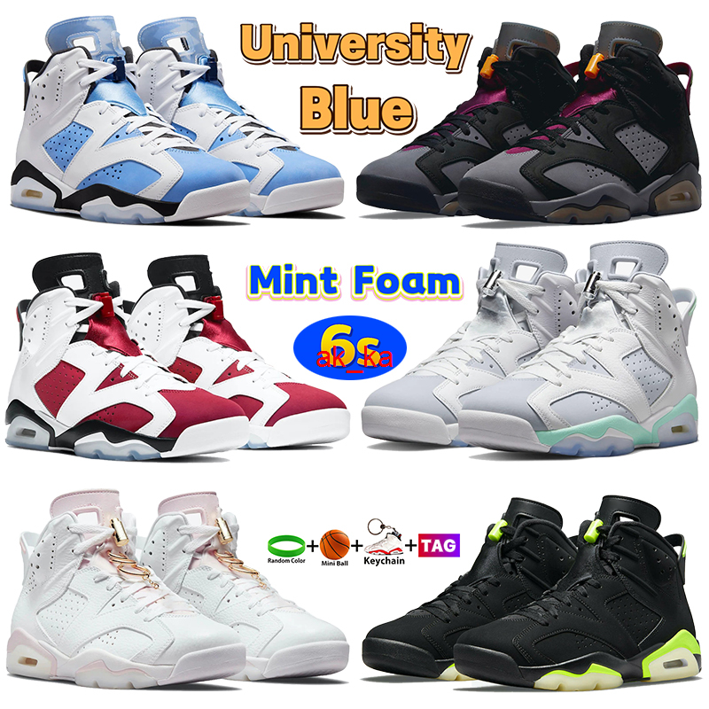 

University Blue 6 High Basketball shoes Bordeaux 6s Mint Foam Electric Green Midnight Navy DMP UNC carmine Cactus tinker Men trainers, No.1- university blue