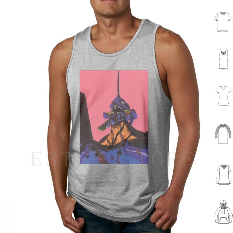 

Men' Tank Tops Berserk Mode Vest Sleeveless Shinji Ikari Mecha Anime, White;black