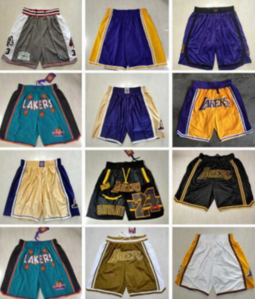 

Los Angeles''Lakers''men Throwback Basketball Shorts pocket red black, Color