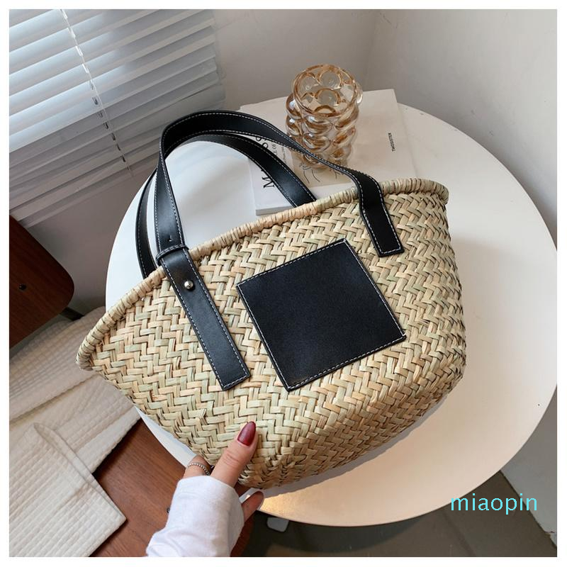 

Shoulder Bags Weave Large Tote Bag 2021 Summer High-quality Straw Women's Designer Handbag High Capacity Messenger Beach, Black