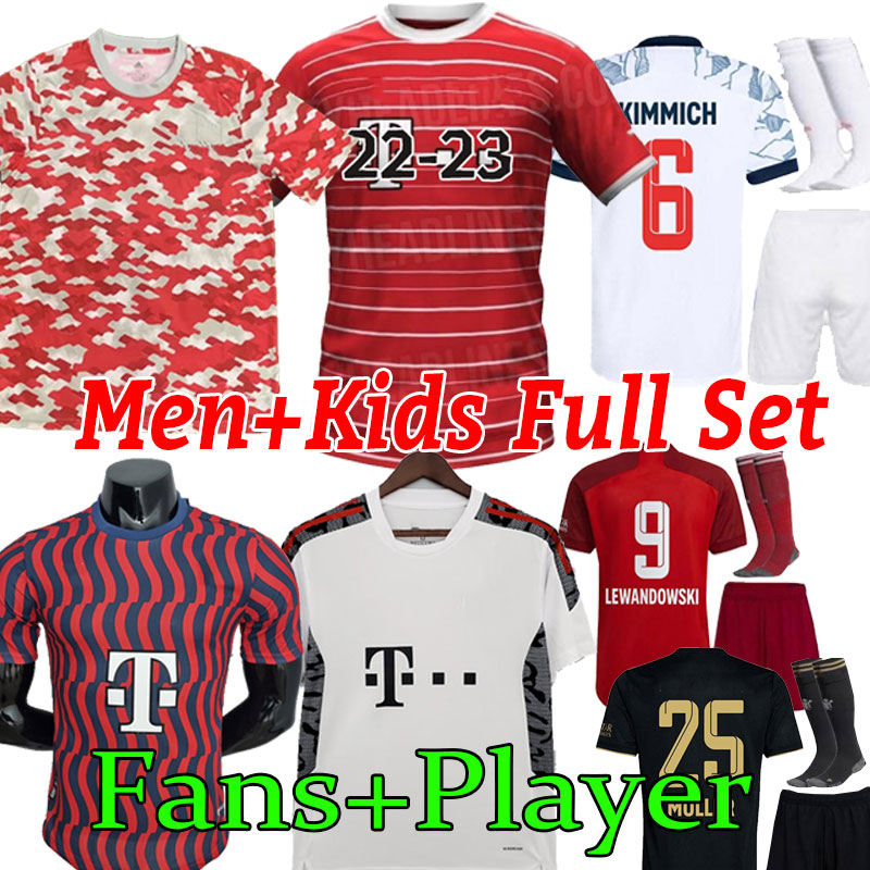 

2021 2022 2023 Bayerns Soccer Jerseys Upamecano PAVARD Munich Goretzka LEWANDOWSKI SANE Kimmich 22 23 football shirt player version full set kids suit NEUER MULLER, Home+patch