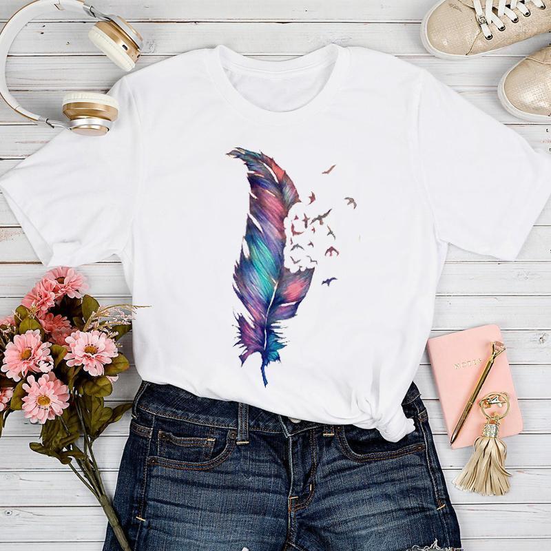 

Women' T-Shirt T-shirts Women Feather Watercolor Cute 90s 2022 Fashion Spring Summer Tshirt Top Lady Stylish Sexy Print Clothes Tee, Cz21799