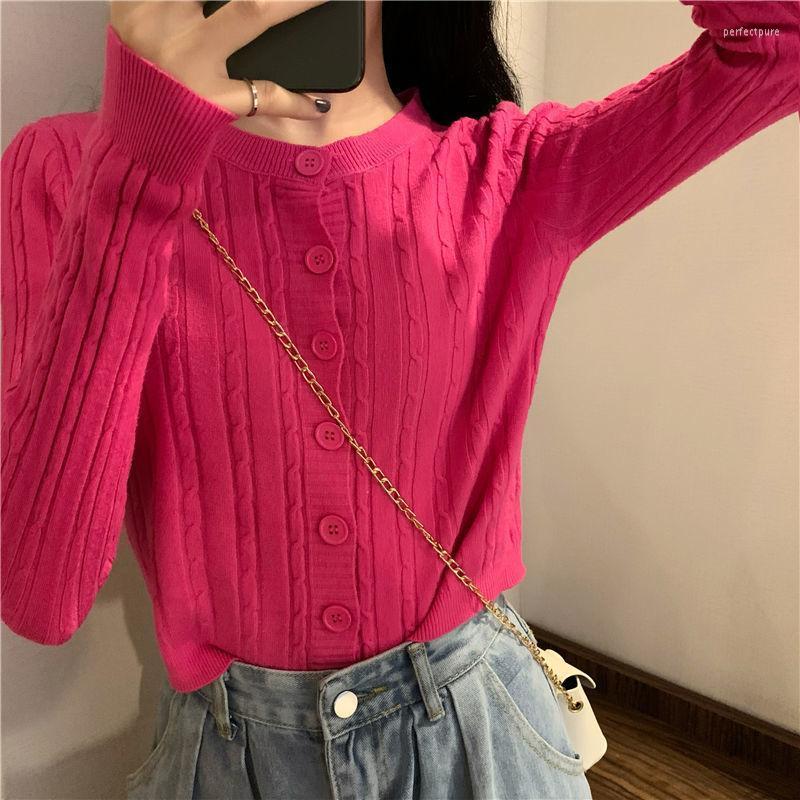 

Women' Knits & Tees 2022 Fall Slim Fit Short Button Knitted Cardigan For Women Woman Sweaters Femme Chandails Pull Hiver Perf22, Black