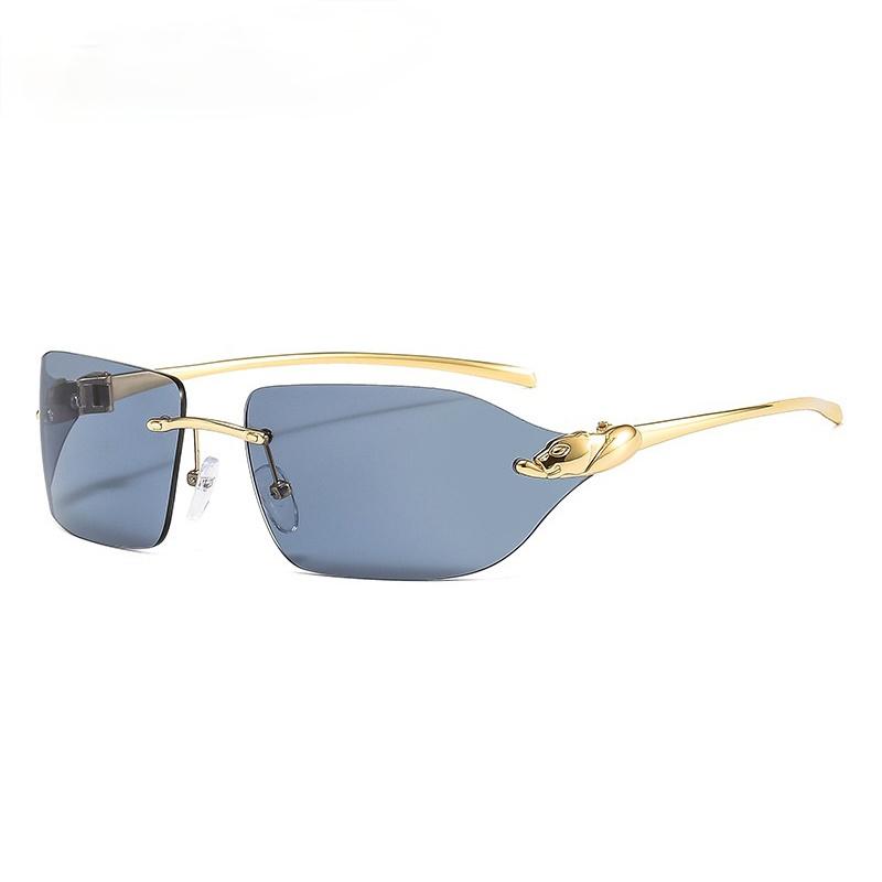 

Sunglasses Luxury Alloy Rimless Leopard For Women Vintage Gradient Square Sun Glasses Men Retro Uv400 Pilot ShadeSunglasses