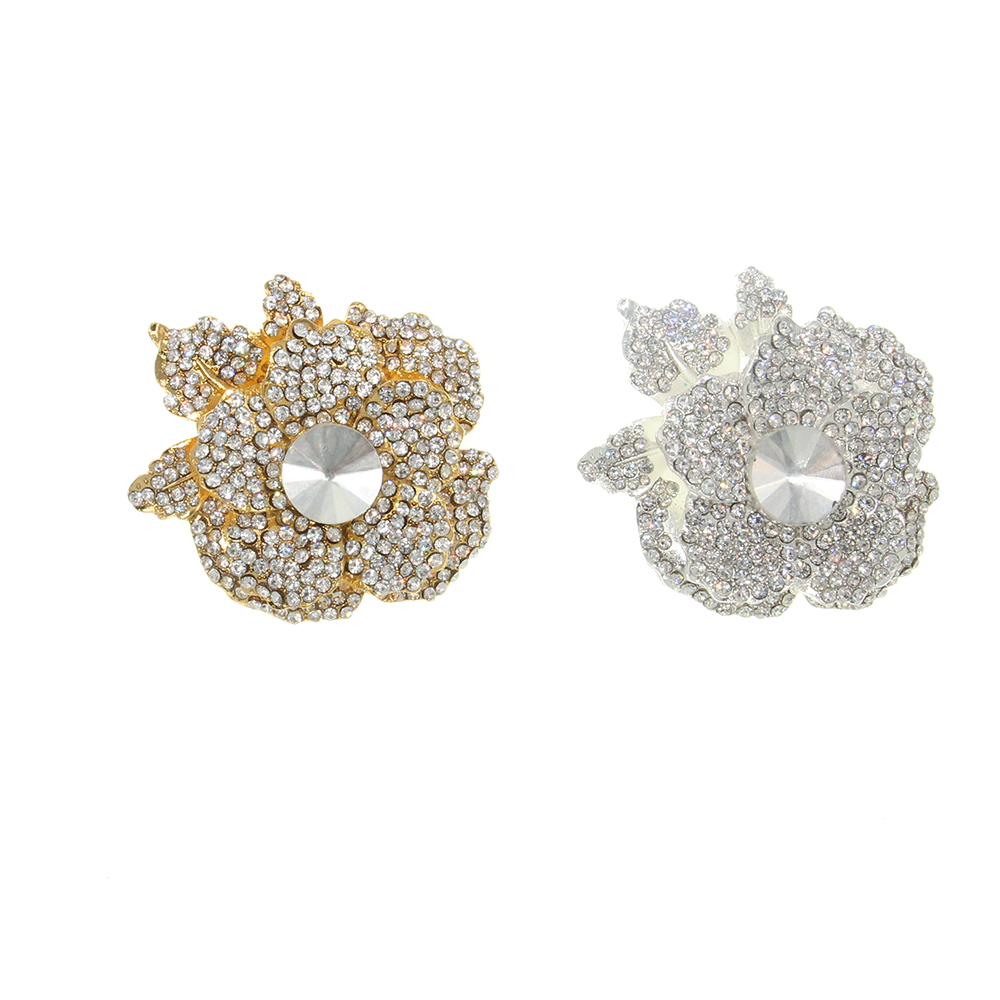 

100PCS/Lot Women's Austrian Crystal Orchid Flower Brooches Crystal Rhinestone Gold-Tone Floral Brooch Pin