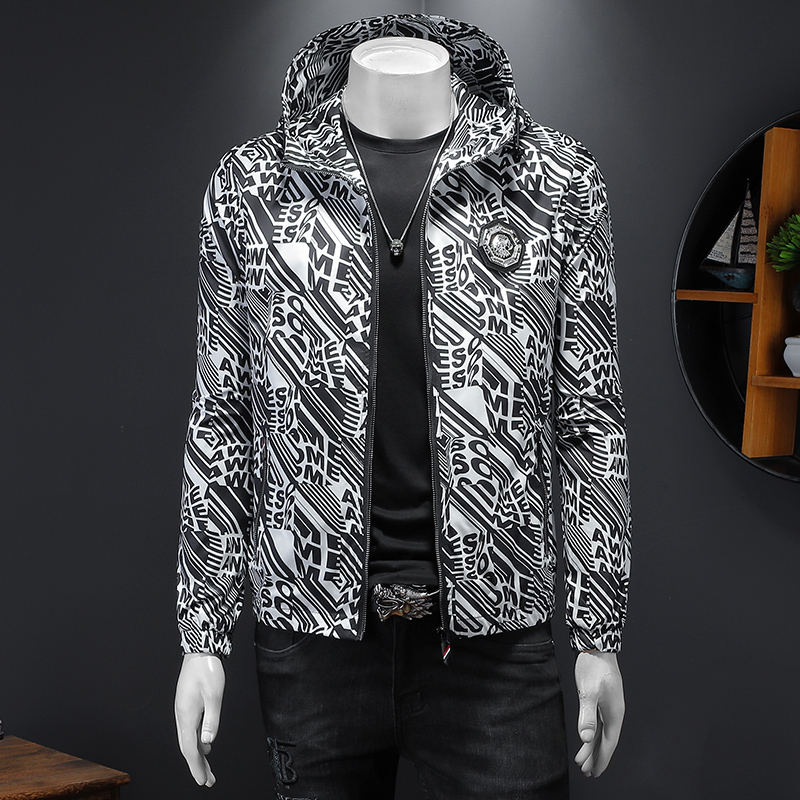 

new mens jackets 2022 spring casual hooded tops letter printing allmatch coat trend spring and autumn thin clothes, Multi