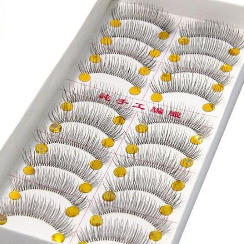 

False Eyelashes Pair Handmade Fake Eyelash Extension Natural Look Transparent Stem Set For CiliosFalse
