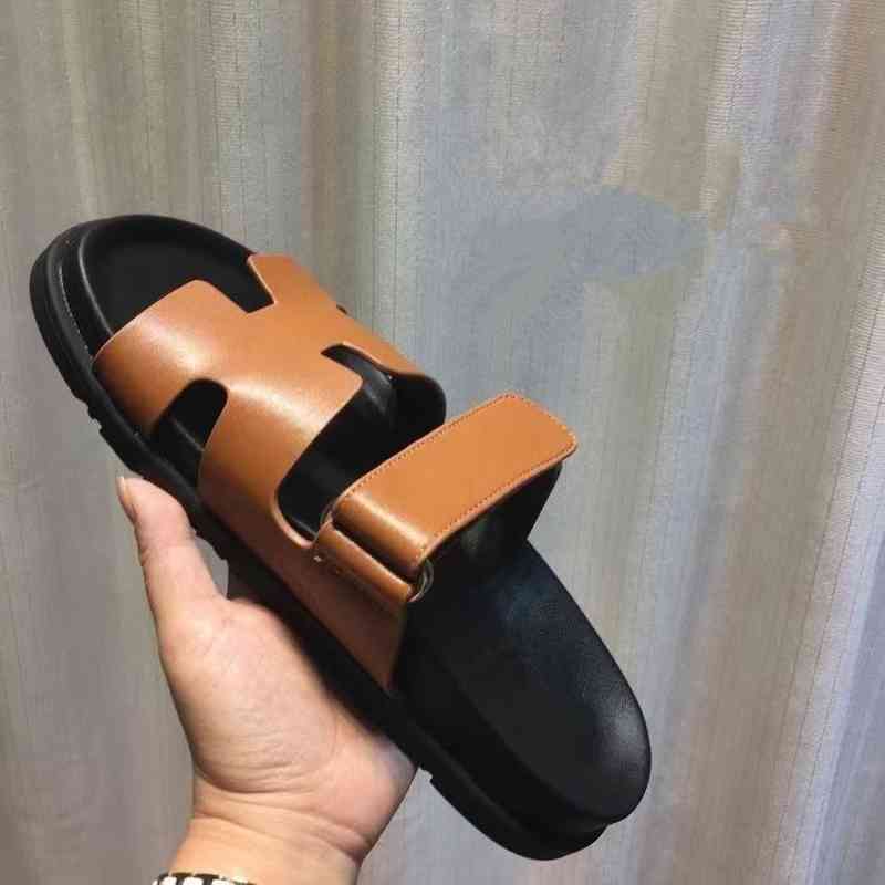 

slides slippers lovers herme sandals designer 2022 flat sandals women leather multi color non-slip wear-resistant shoes dust bag high quality original lovers MAK9, Grey