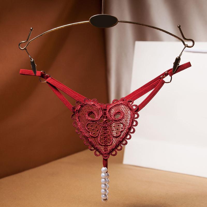 Women's Panties 25# Women Crotchless Sexy Lingerie Lace Pearl Thongs Ladies Girl Porno Underwear G-string Sex Transparent-image-759724139