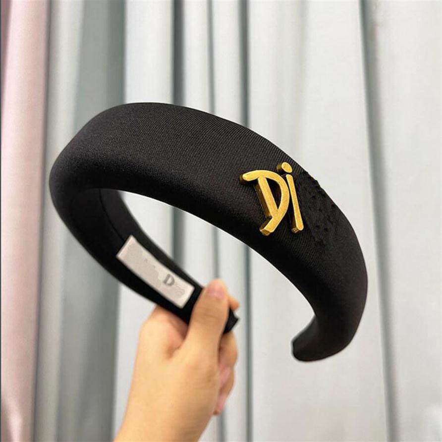 

Fashion Desigenr Elastic Sponge Headband Luxury Womens Metal Golden Brand Letter Hairband Wide-brimmed Comfort Turban Headwrap Hea2577