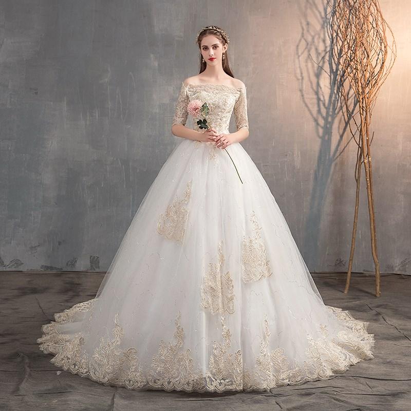 

Other Wedding Dresses 2022 Dress Off The Shoulder Half Sleeve Gown Lace Applique Plus Size Simple Robe De Mariee, Off white floor