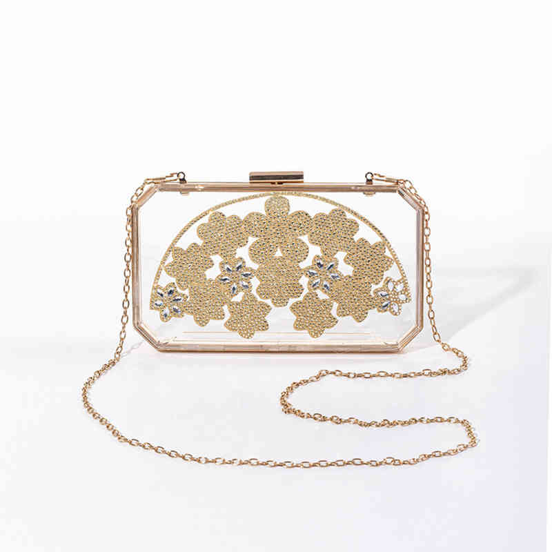 

Evening Bags Women Evening Clutch Bags Gold Flowers Wedding Wallets Acrylic Party Dinner Purse with Clear Shoulder Bags Drop Shipping 220328, Beige