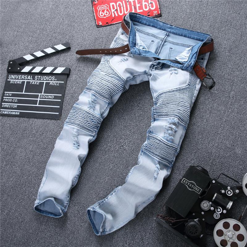 

Men's Jeans Hi-Q Vintage Denim Stretch Pantalones Ripped Mens Skinny Brand Slim Uomo Pants Male Trousers, Khaki