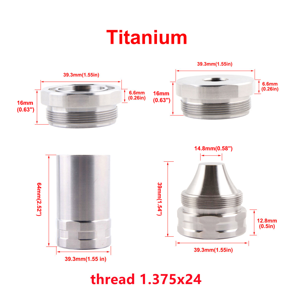

1.375x24 titanium end cap screw cups Baffle adpater 1/2x28 5/8x24 for Modular Solvent Trap Fuel Filter Kit