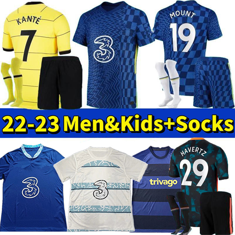 

22 23 LUKAKU HAVERTZ KANTE jerseys 2021 2022 2023 home away CHILWELL ZIYECH JAMES MOUNT WERNER T.SILVA PULISIC Azpilicueta Football shirt Men Kids Kit sets uniform, Colour 14