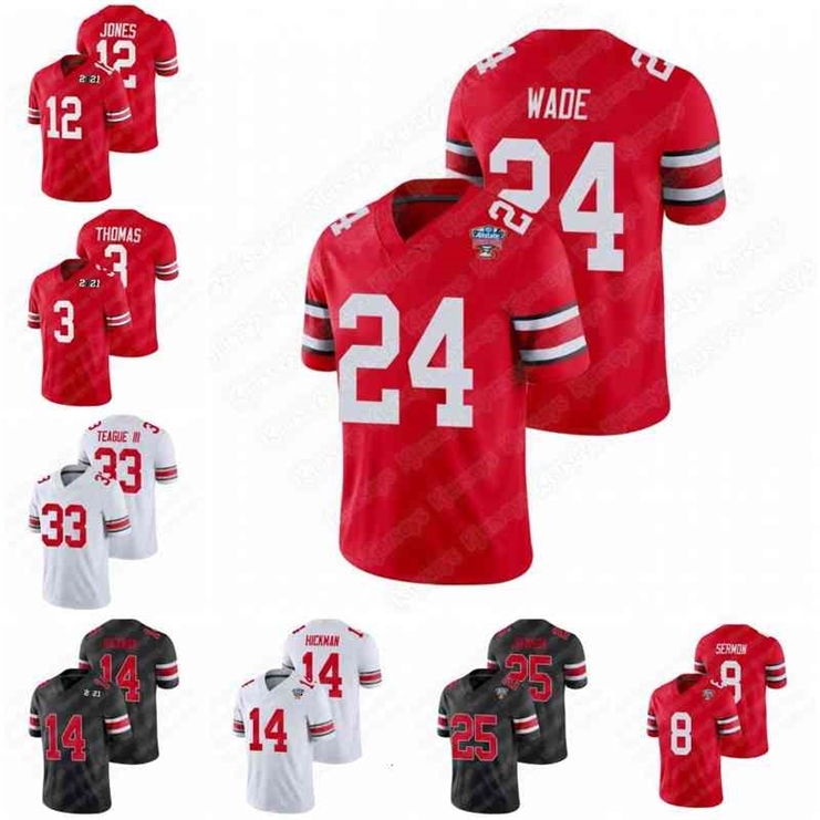 

N3740 2021 Ohio State Buckeyes Football Jersey Garrett Wilson Justin Fields George Teague III Chris Olave johnson Julian Fleming Wade Kid, 2021 /men's/red