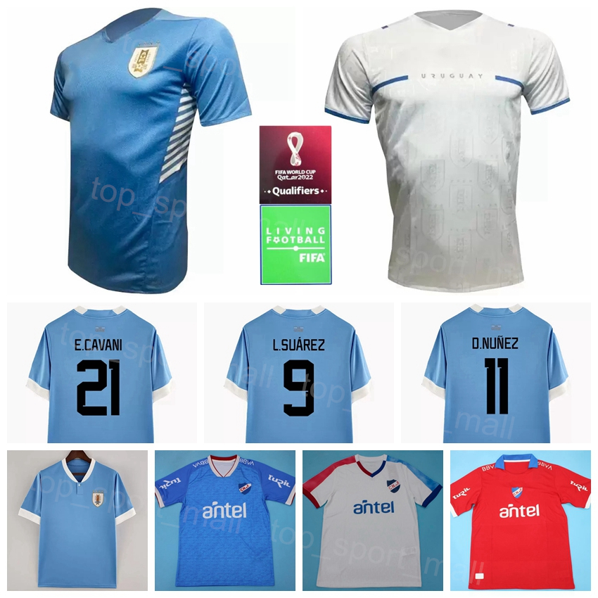 

2022 Qatar World Cup Uruguay Soccer Jersey National Team 9 SUAREZ 21 CAVANI GODIN DE ARRASCAETA BENTANCUR VALVERDE GIMENEZ FORLAN NANDEZ GOMEZ Football Shirt Kits, With patch