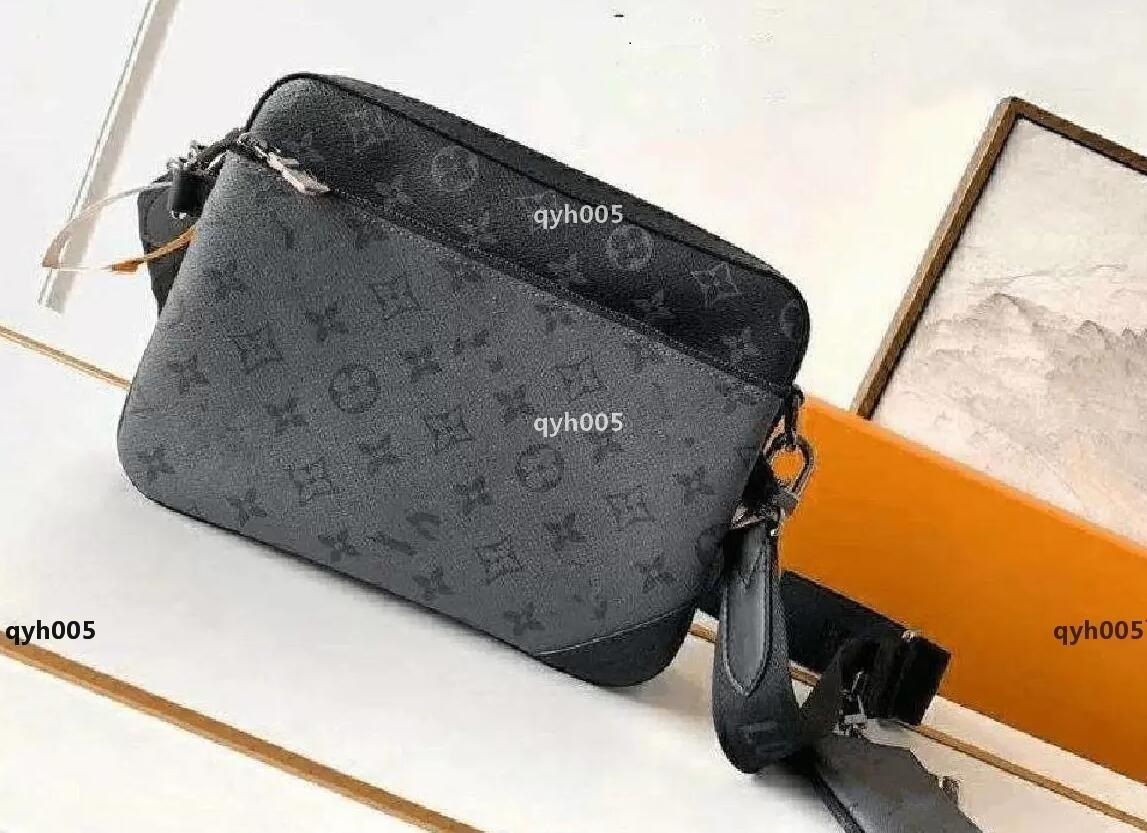 

GGs Louiseity Viutonity LVs YSLs Handbags Men Leather TRIO Messenger Bags Luxury Shoulder Bag Make up B qida#998, Packaging bags