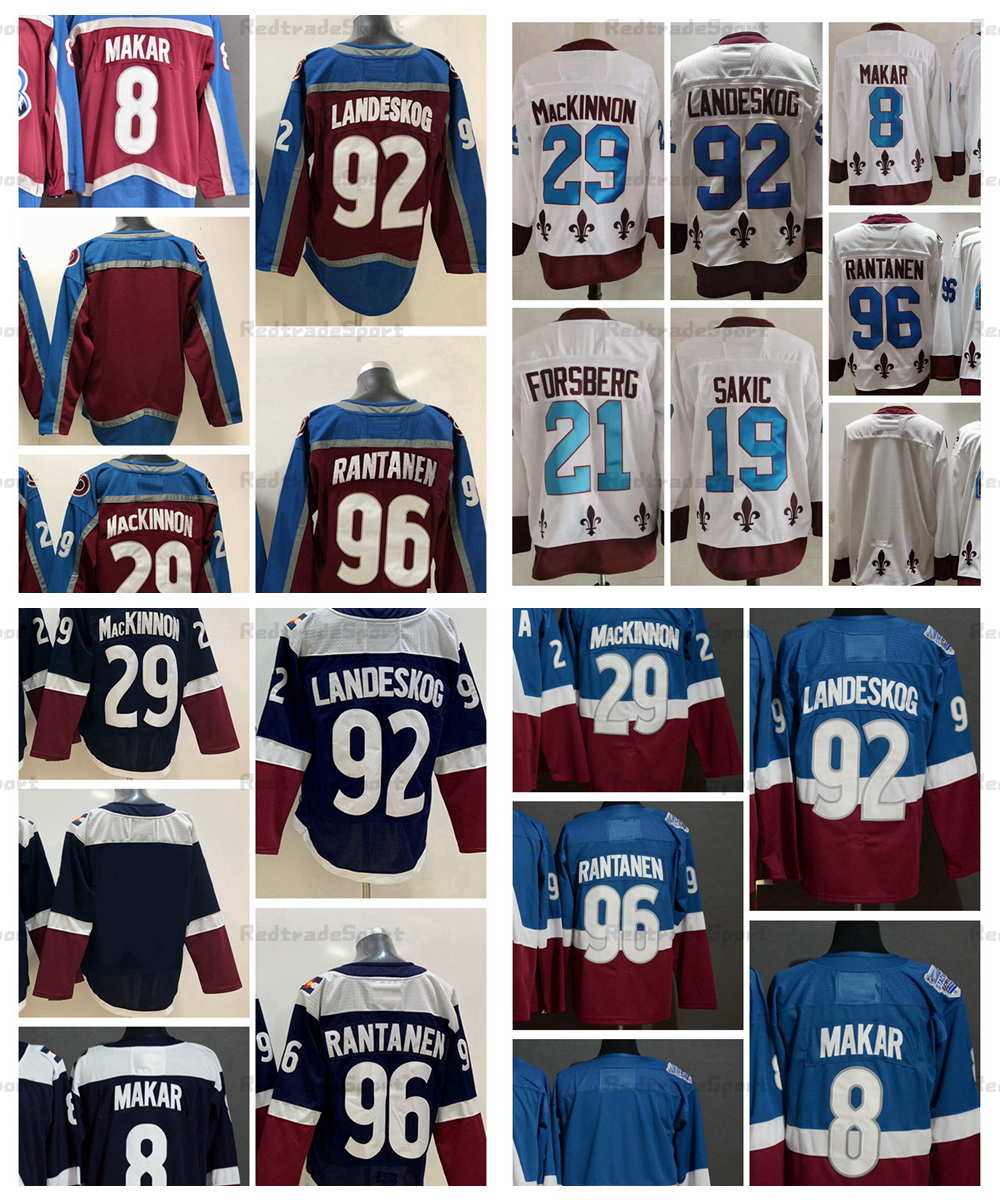 

Jersey Jersey Reverse Retro 96 Mikko Rantanen 8 Cale Makar Hockey''Nhl''Jerseys 29 Nathan MacKinnon 92 Gabriel Landeskog 19 Joe Sakic 21 Peter Forsberg, Burgundy