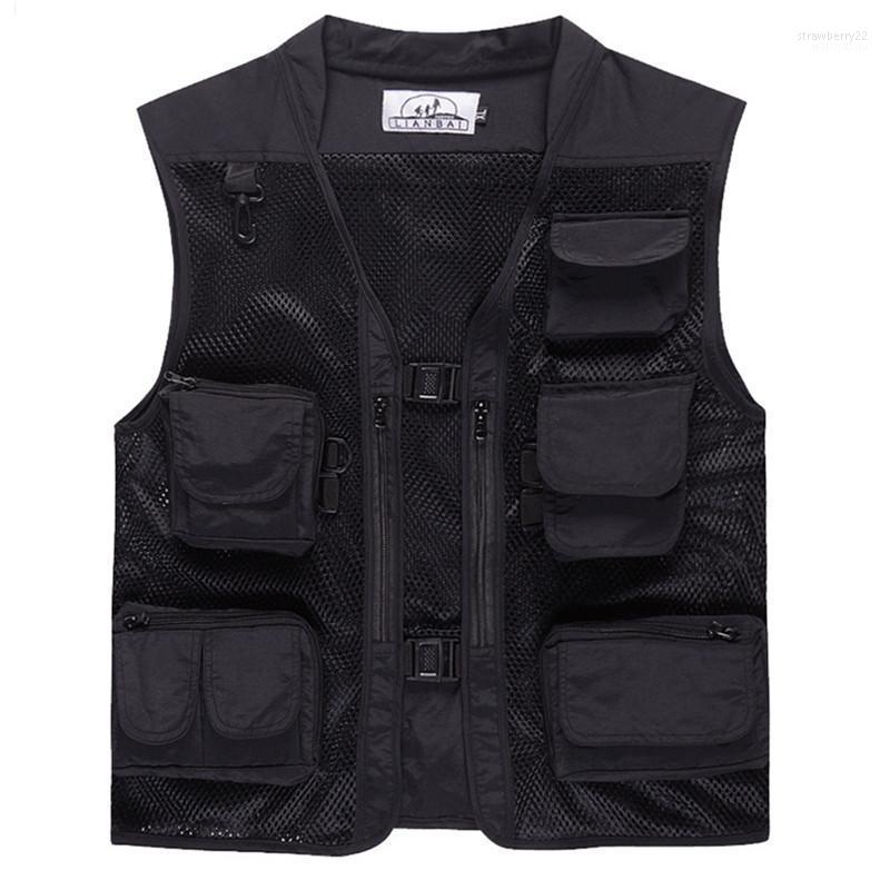 

Men's Vests Summer Outdoor Men Camouflage Mesh Pography Vest Multi-pocket Portable Breathable Quick Dry Light Fishing Casacos Stra22, Black