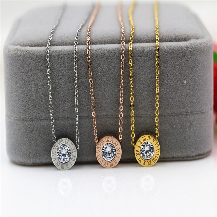 

Exclusive real s fashion diamond necklace fashion double-sided letter round Roman Roman numerals necklace306i