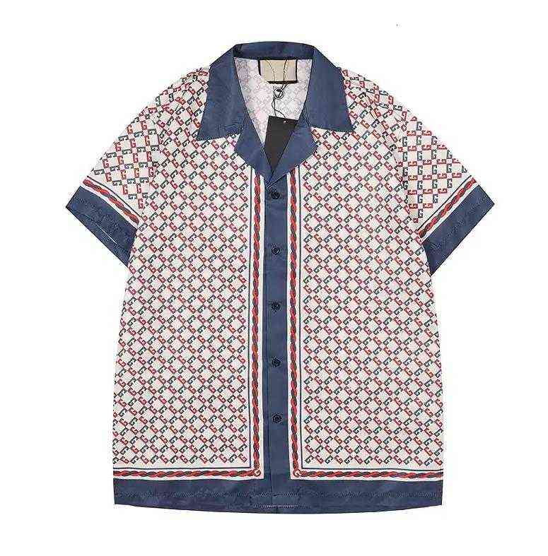 Wholesale Fashion t shirt Hawaii Floral Letter Print Beach Shirts Men's Designer Silk Bowling Shirt Casual Men Summer Short Sleeve Loose Dre