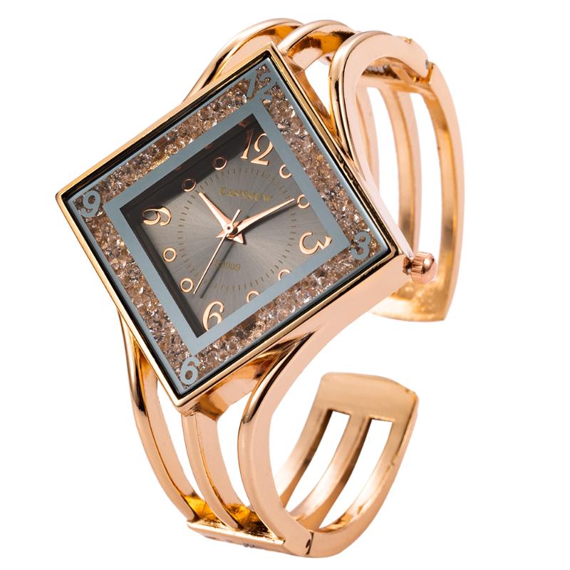 

Wristwatches Luxury Bangle Bracelet Watch For Women Stainless Steel Square Dial Quartz Wrist Watches Womens Creative Ladies Clock Reloj Muje, Black